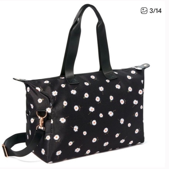 Alice + Olivia | Women’s Black/White Floral Daisy Print Crossbody Duffle Bag, OS - Picture 4 of 14